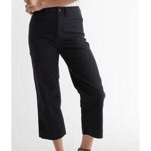 NWT Quince Women's Organic Stretch Cotton Twill Wide-Leg Crop Pants Black SZ 27